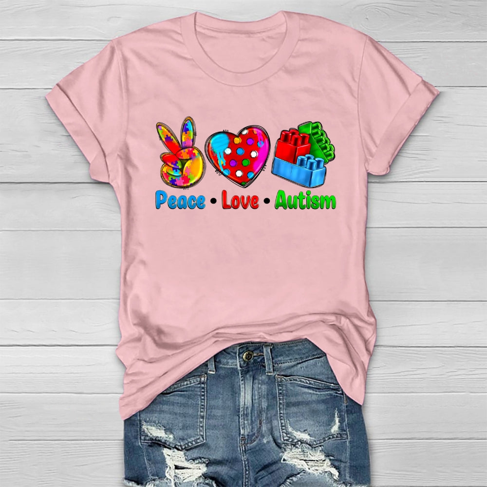 Peace Love Autism Blocks Healthwear T-shirt