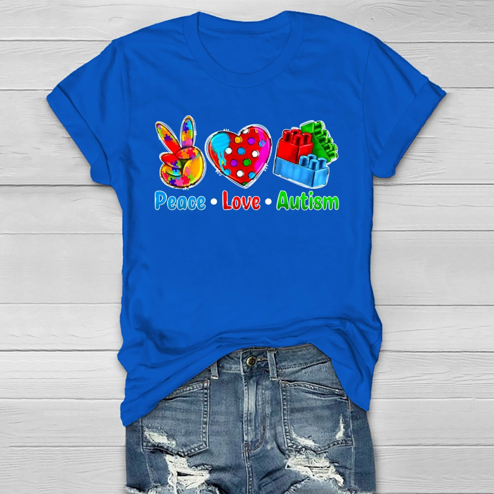 Peace Love Autism Blocks Healthwear T-shirt