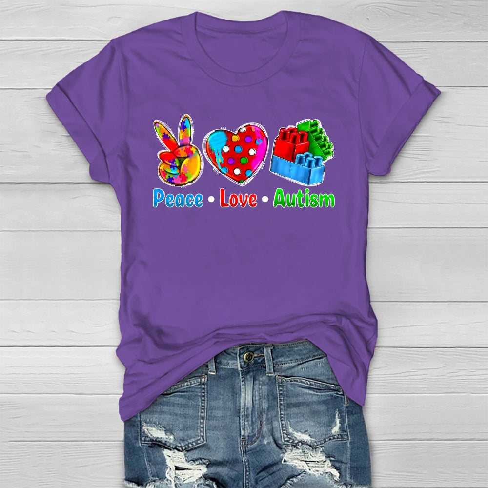 Peace Love Autism Blocks Healthwear T-shirt