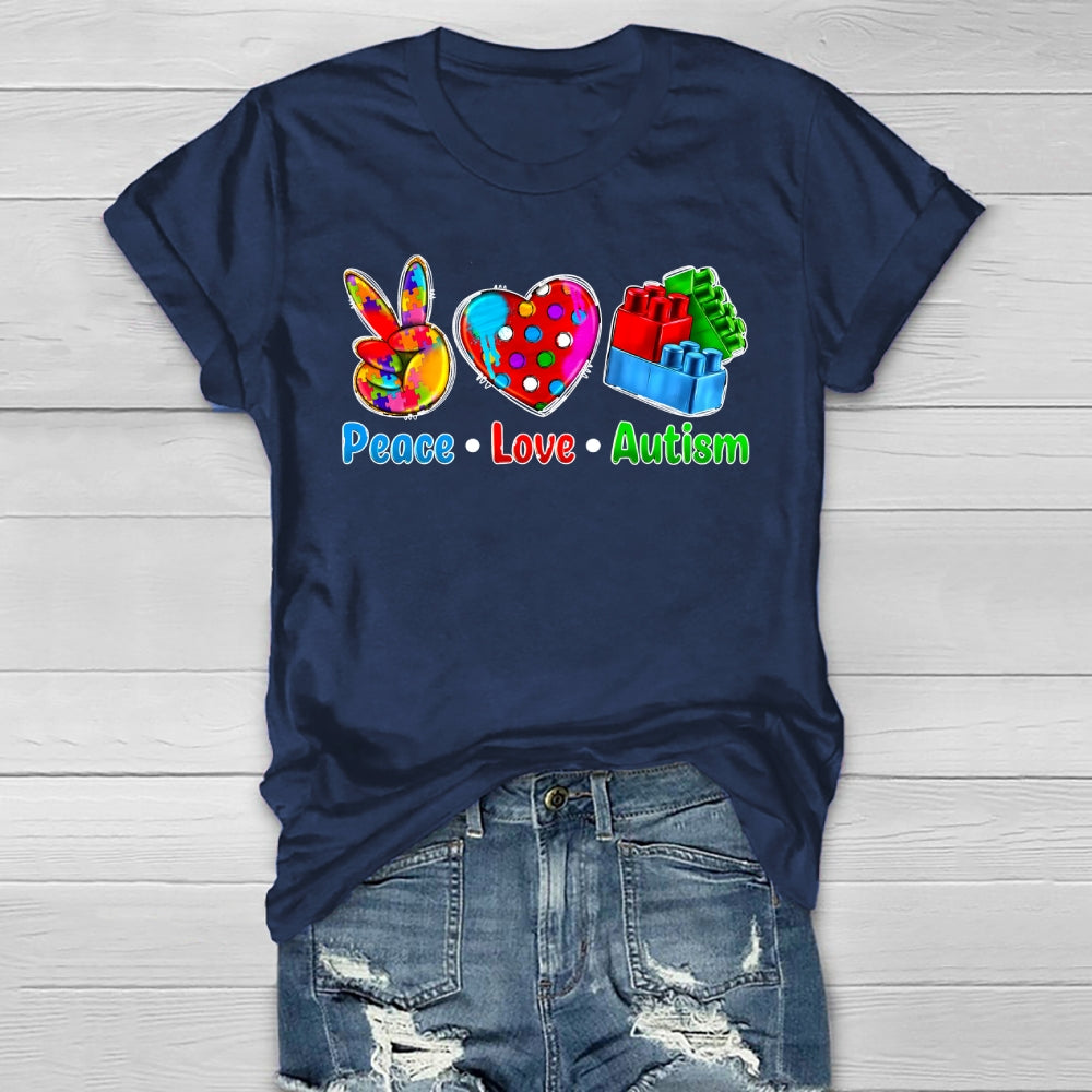 Peace Love Autism Blocks Healthwear T-shirt