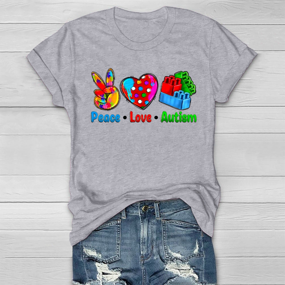 Peace Love Autism Blocks Healthwear T-shirt