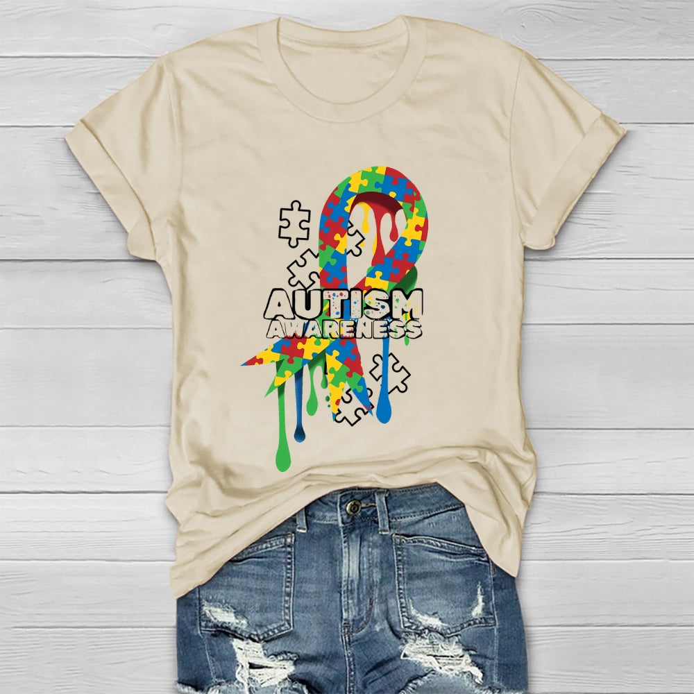 Autism Awareness Puzzle Ribbon Healthwear T-shirt