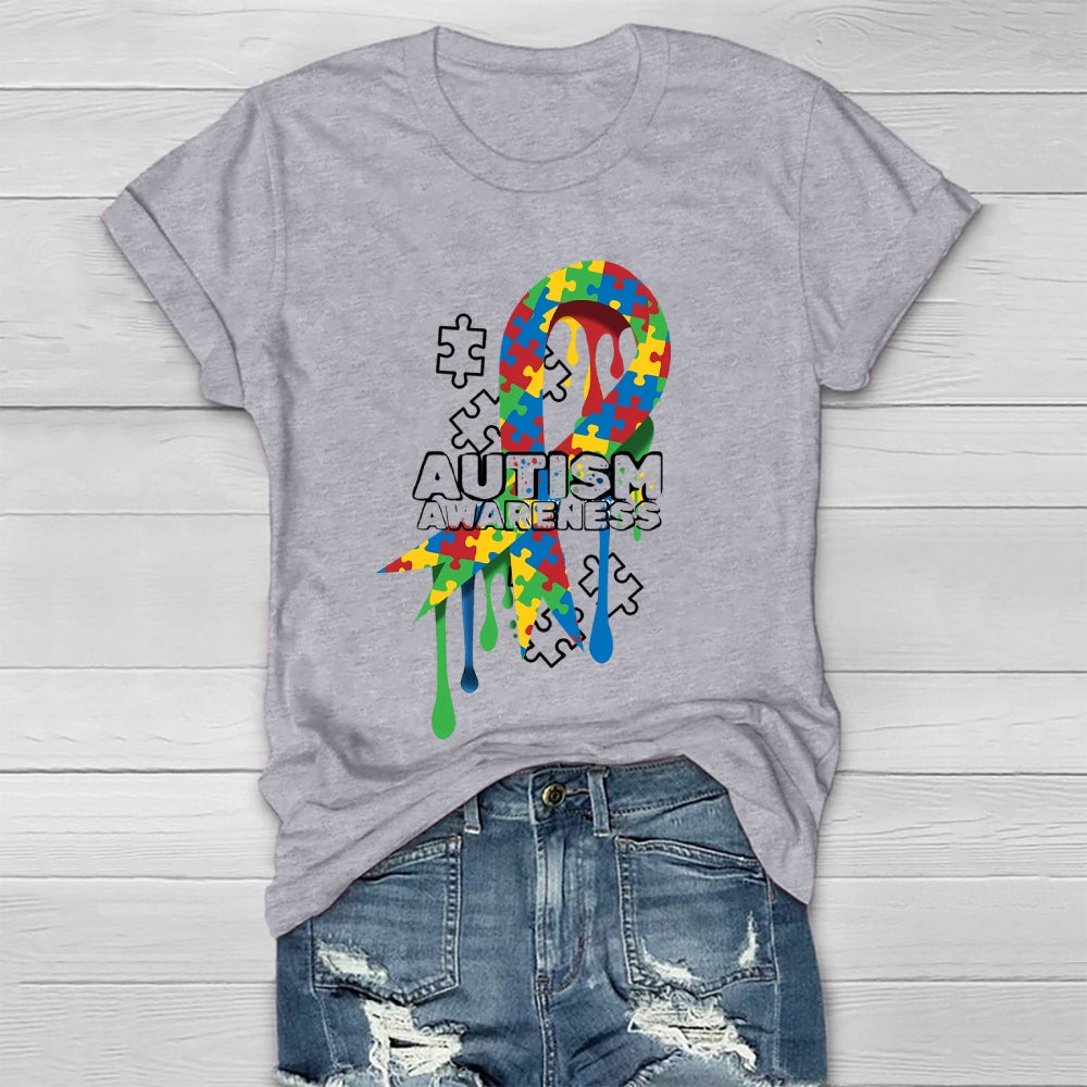 Autism Awareness Puzzle Ribbon Healthwear T-shirt