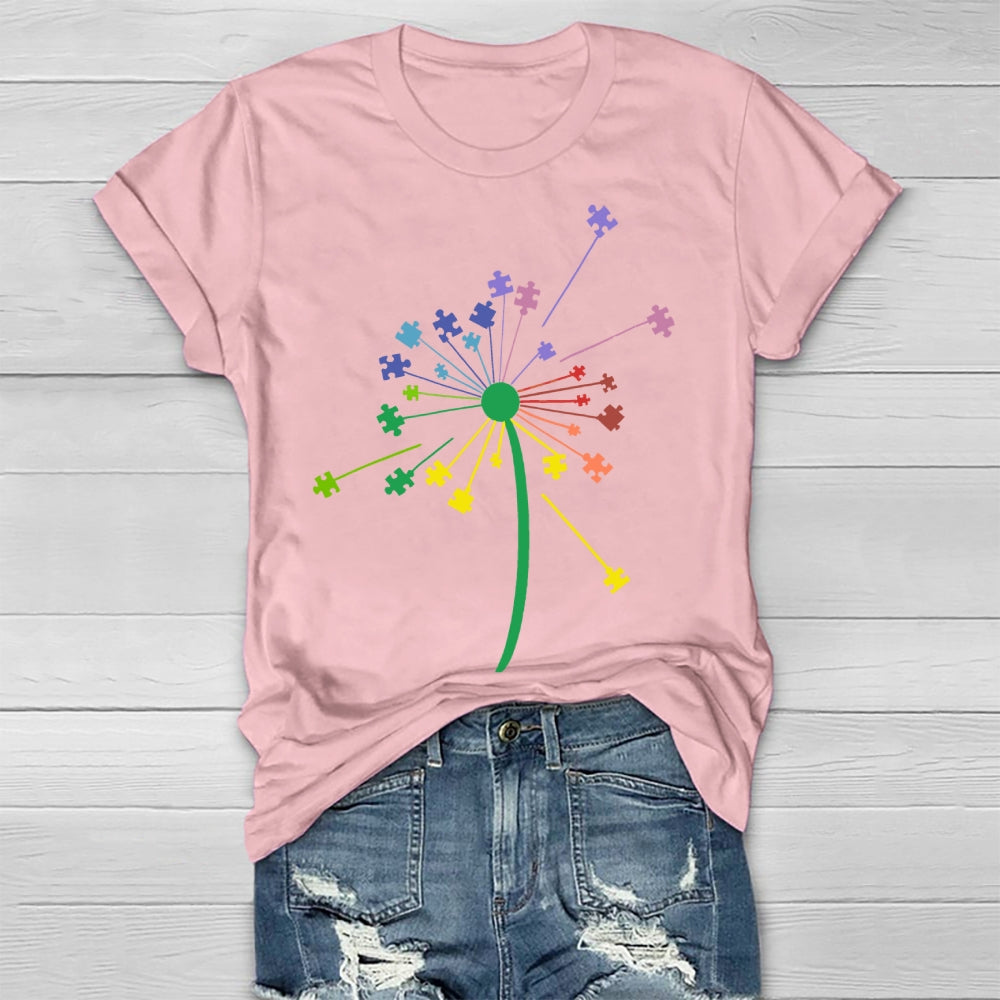 Colorful Puzzle  Dandelion Autism Healthwear T-shirt