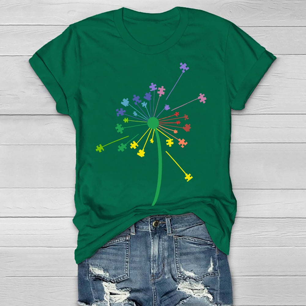 Colorful Puzzle  Dandelion Autism Healthwear T-shirt