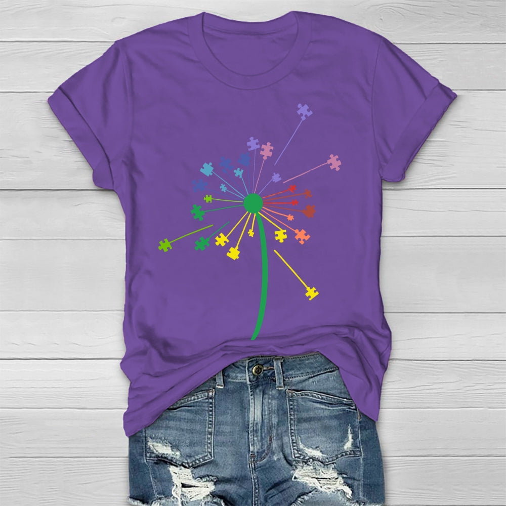 Colorful Puzzle  Dandelion Autism Healthwear T-shirt