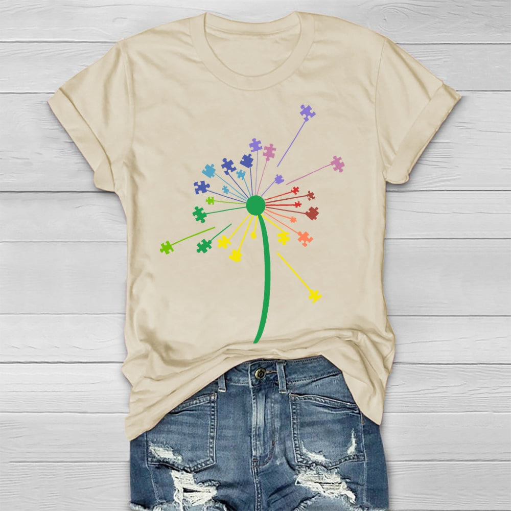 Colorful Puzzle  Dandelion Autism Healthwear T-shirt