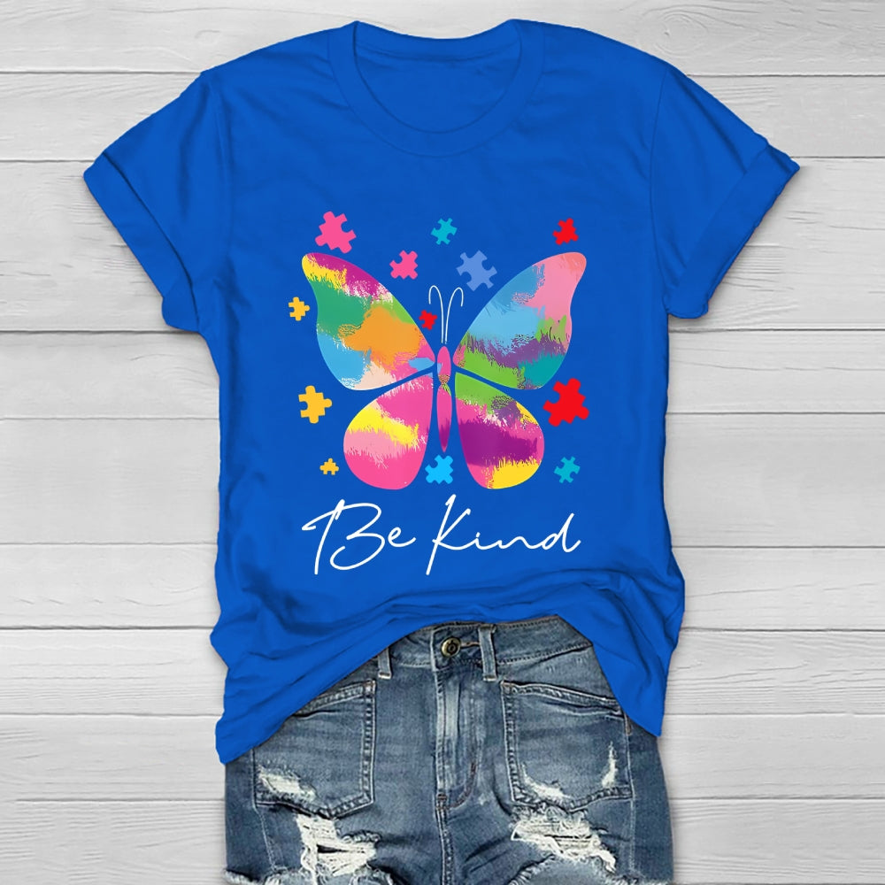 Be Kind Colorful Butterfly Puzzle Healthwear T-shirt