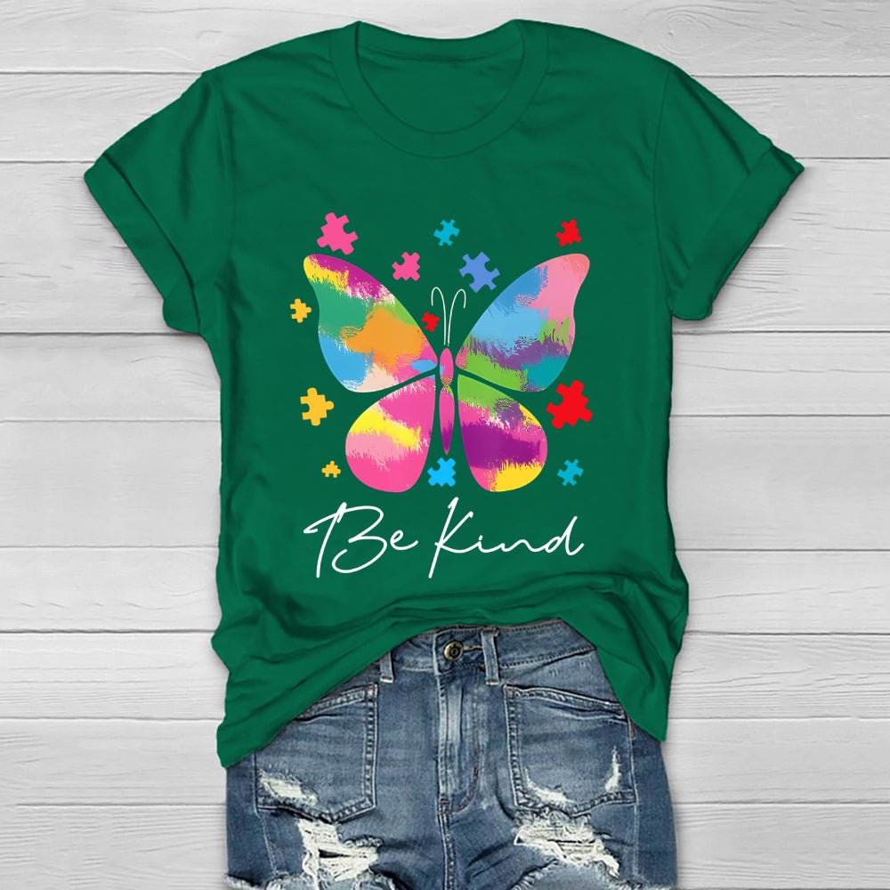 Be Kind Colorful Butterfly Puzzle Healthwear T-shirt