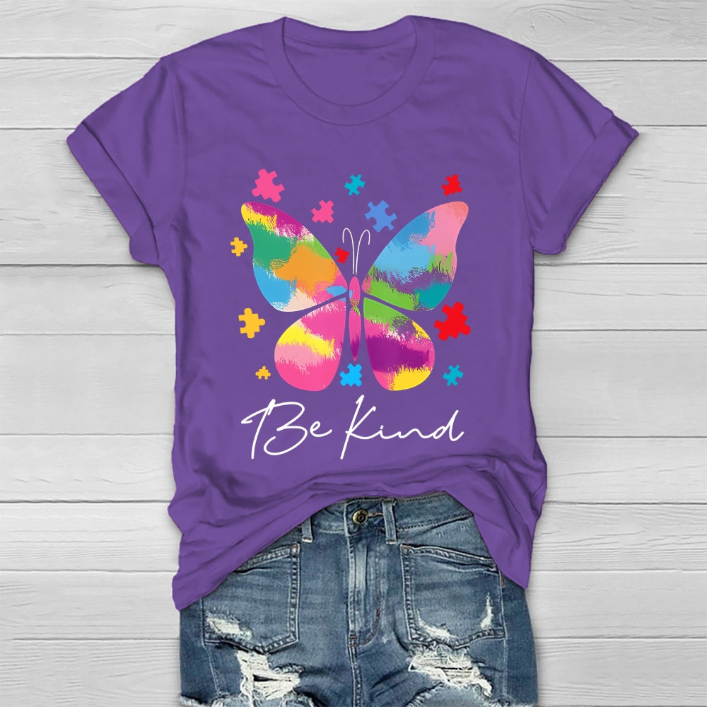 Be Kind Colorful Butterfly Puzzle Healthwear T-shirt
