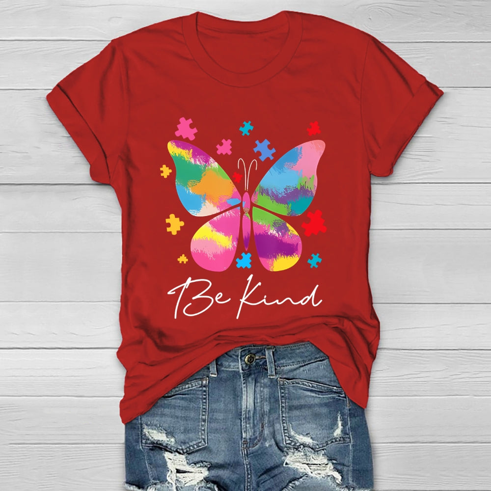 Be Kind Colorful Butterfly Puzzle Healthwear T-shirt