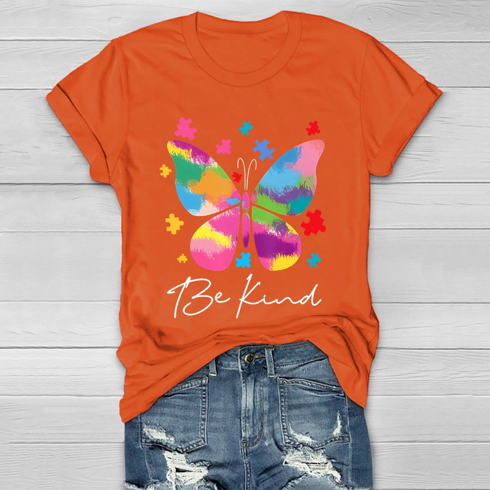 Be Kind Colorful Butterfly Puzzle Healthwear T-shirt
