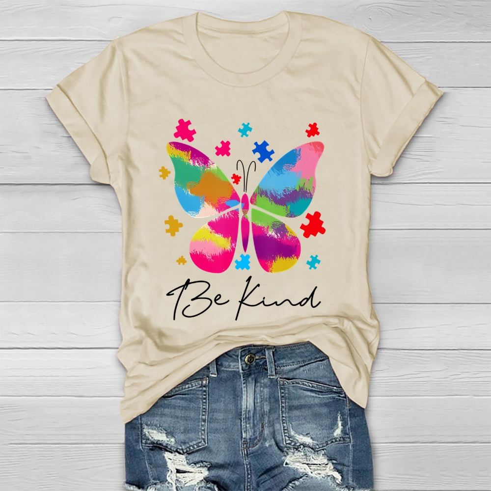 Be Kind Colorful Butterfly Puzzle Healthwear T-shirt