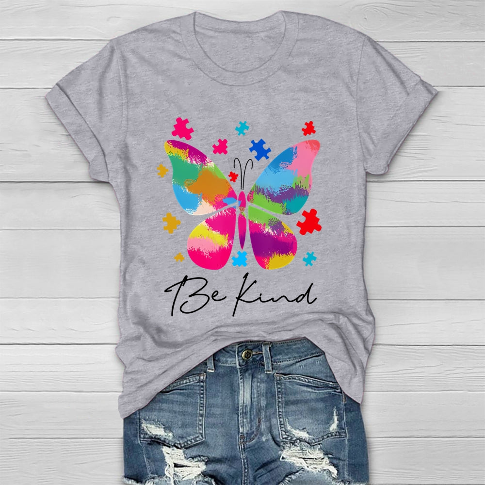 Be Kind Colorful Butterfly Puzzle Healthwear T-shirt