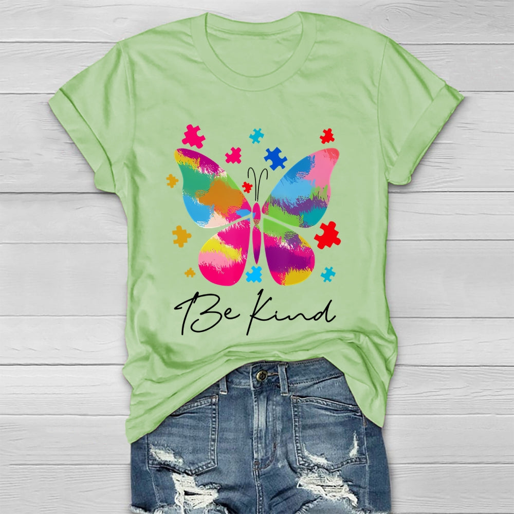 Be Kind Colorful Butterfly Puzzle Healthwear T-shirt