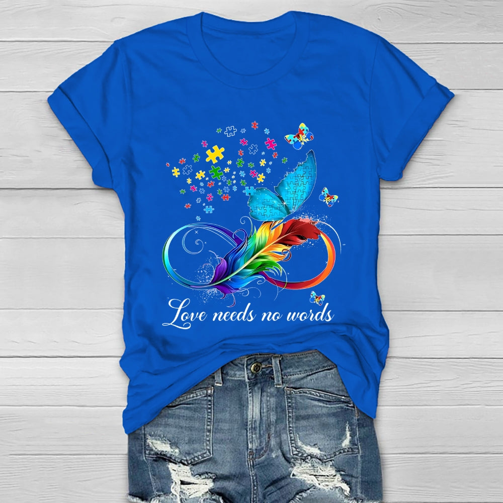 Love Needs No Words Feather Butterfly Healthwear T-shirt
