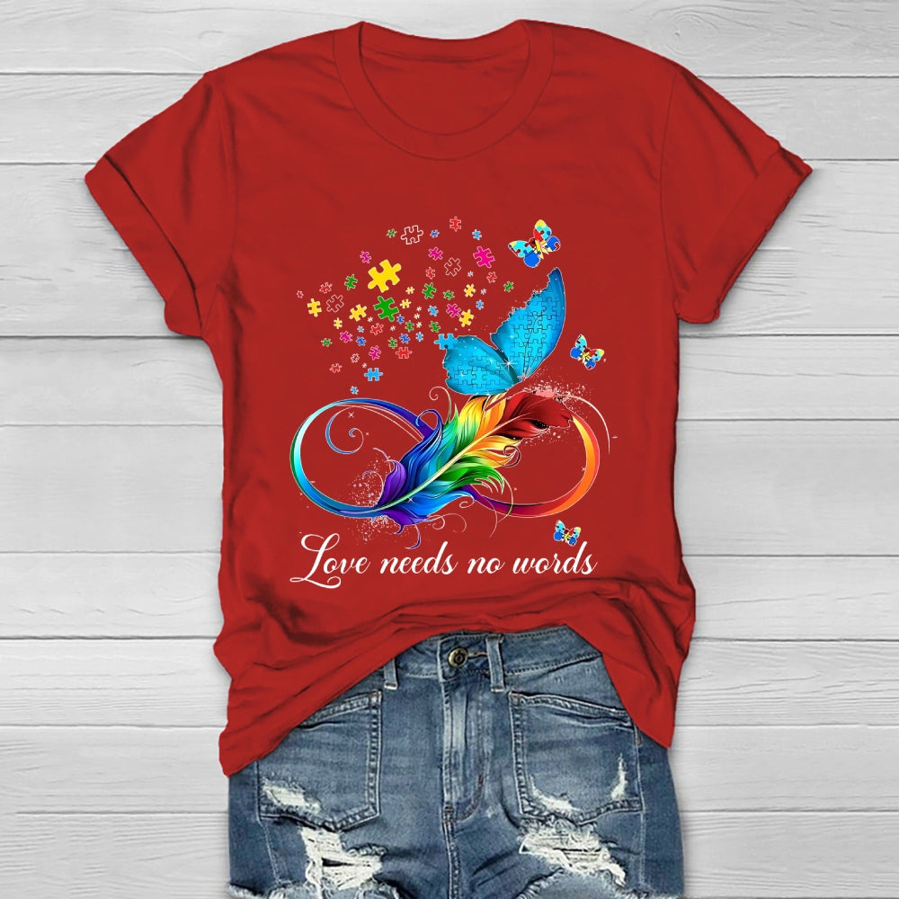 Love Needs No Words Feather Butterfly Healthwear T-shirt