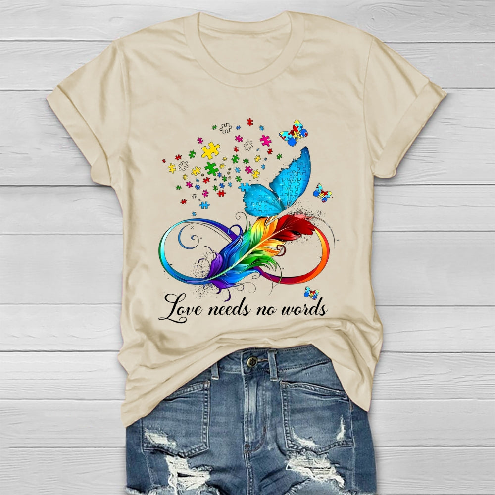 Love Needs No Words Feather Butterfly Healthwear T-shirt