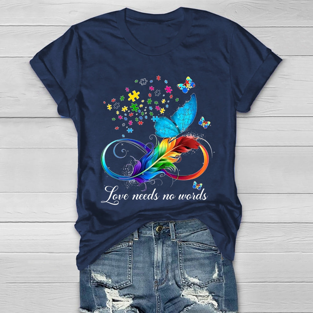 Love Needs No Words Feather Butterfly Healthwear T-shirt