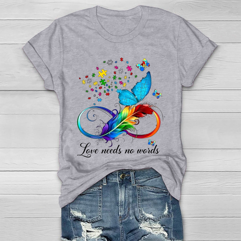 Love Needs No Words Feather Butterfly Healthwear T-shirt