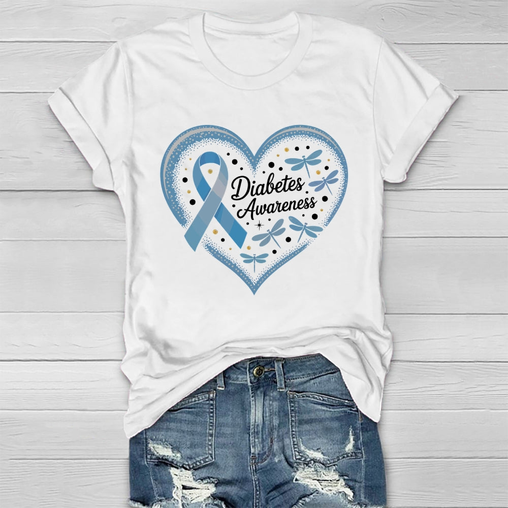 Diabetes Awareness Blue Ribbon Healthwear T-shirt