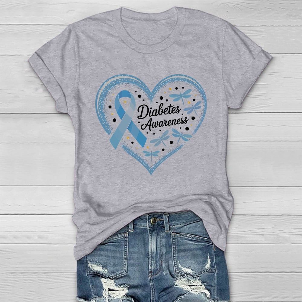 Diabetes Awareness Blue Ribbon Healthwear T-shirt