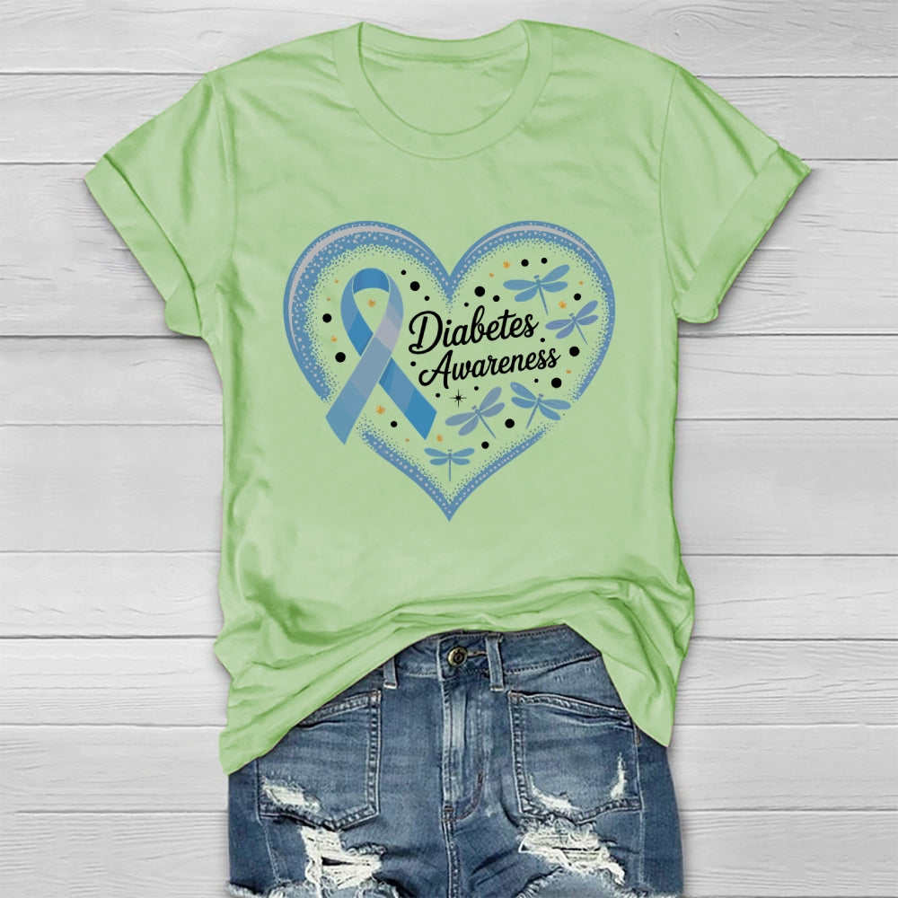 Diabetes Awareness Blue Ribbon Healthwear T-shirt