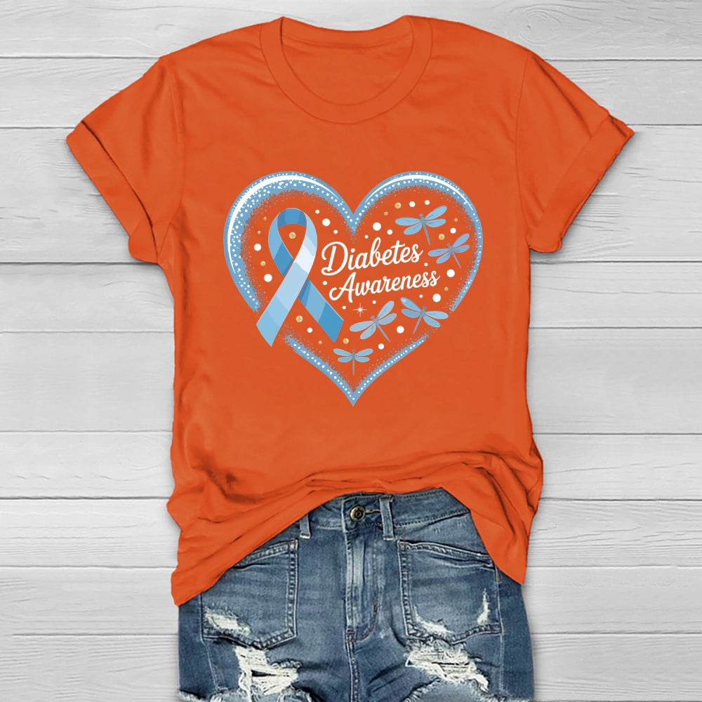 Diabetes Awareness Blue Ribbon Healthwear T-shirt