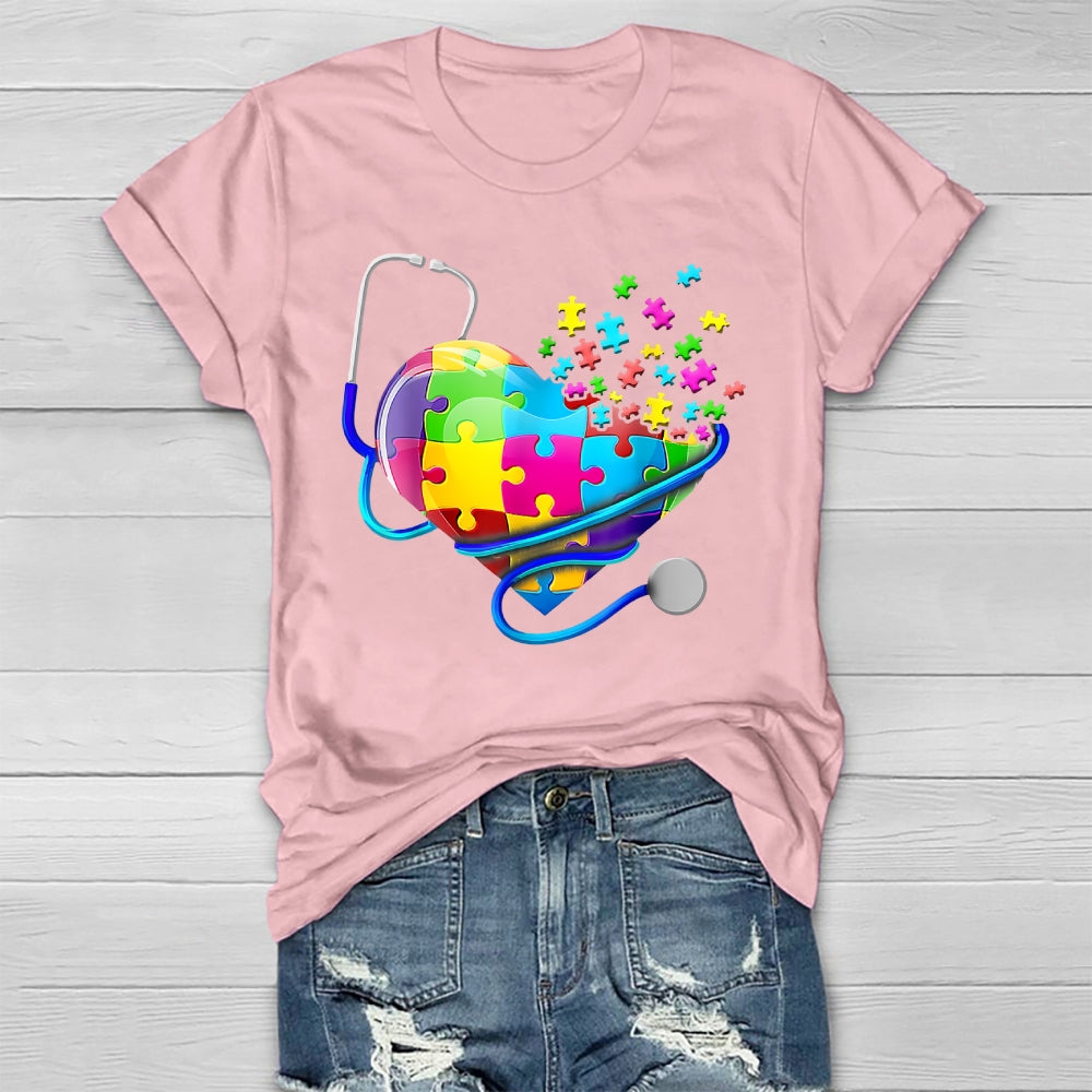 Stethoscope Heart Puzzle Healthwear T-shirt