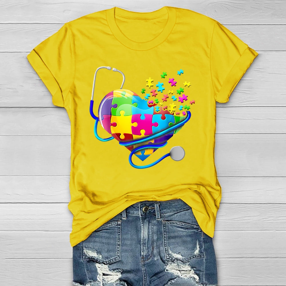 Stethoscope Heart Puzzle Healthwear T-shirt