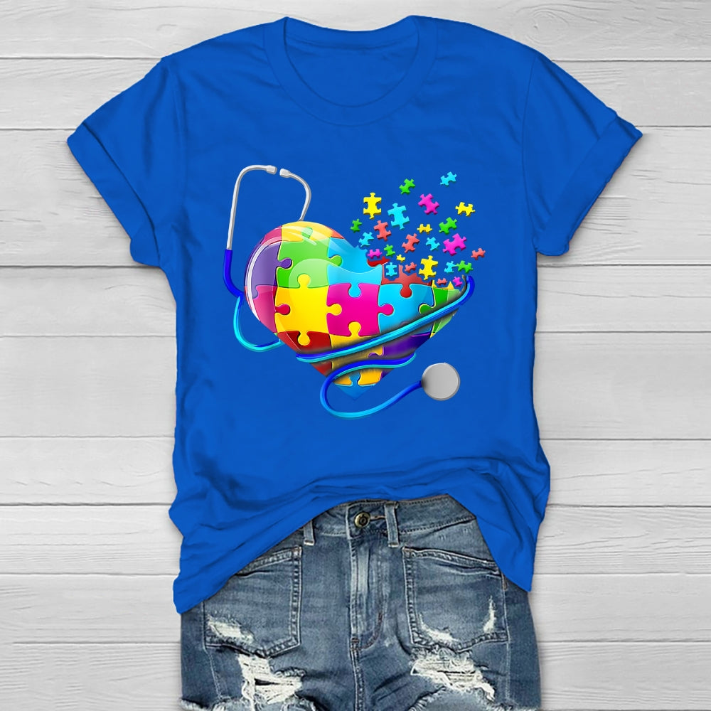 Stethoscope Heart Puzzle Healthwear T-shirt