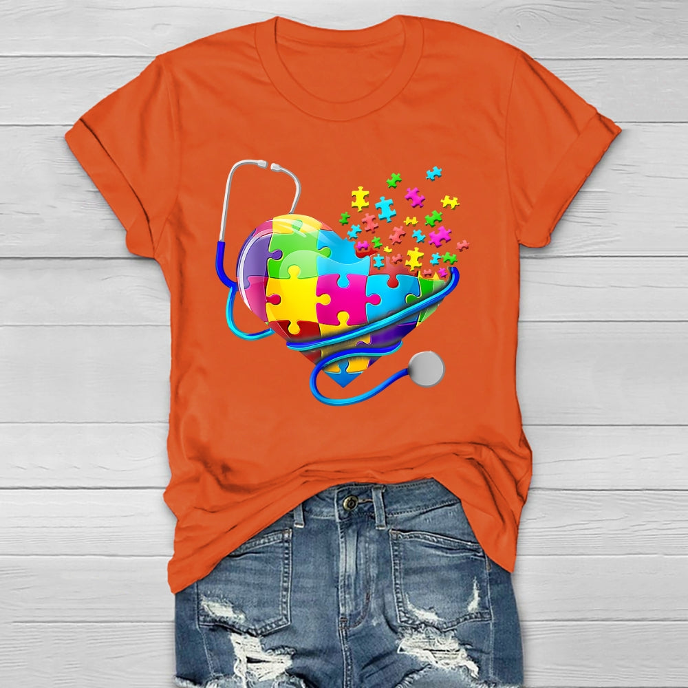 Stethoscope Heart Puzzle Healthwear T-shirt