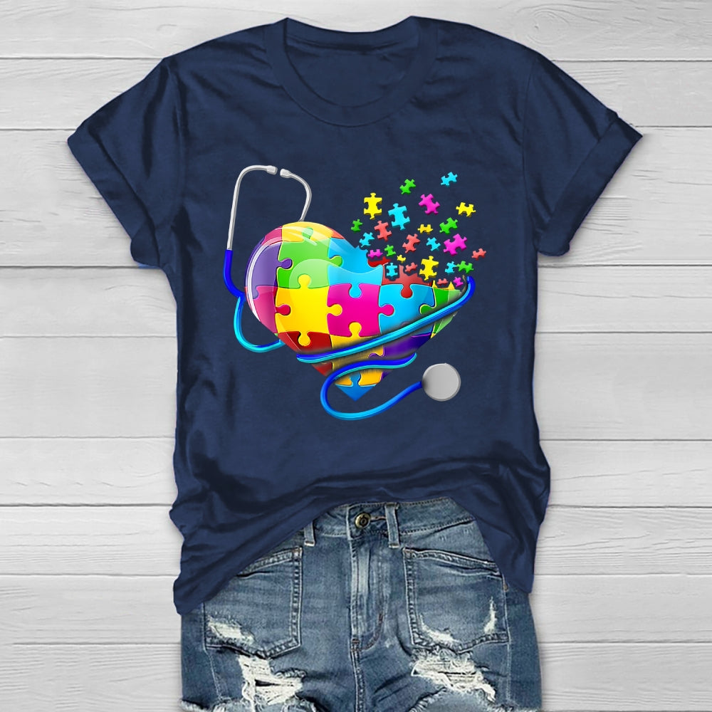 Stethoscope Heart Puzzle Healthwear T-shirt