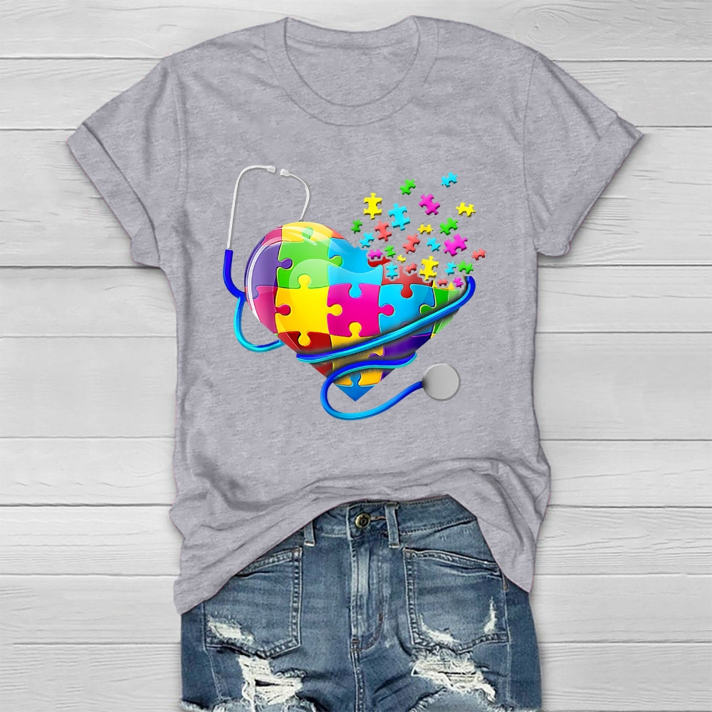 Stethoscope Heart Puzzle Healthwear T-shirt