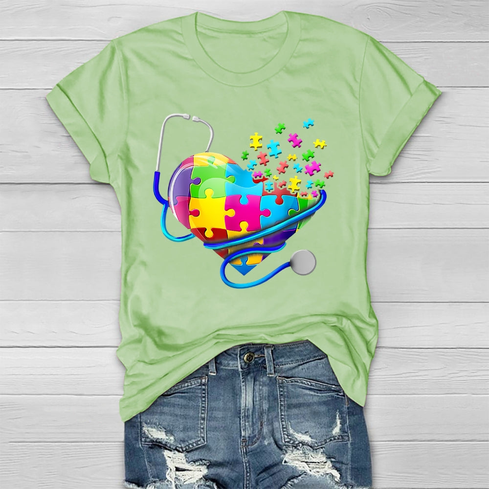 Stethoscope Heart Puzzle Healthwear T-shirt