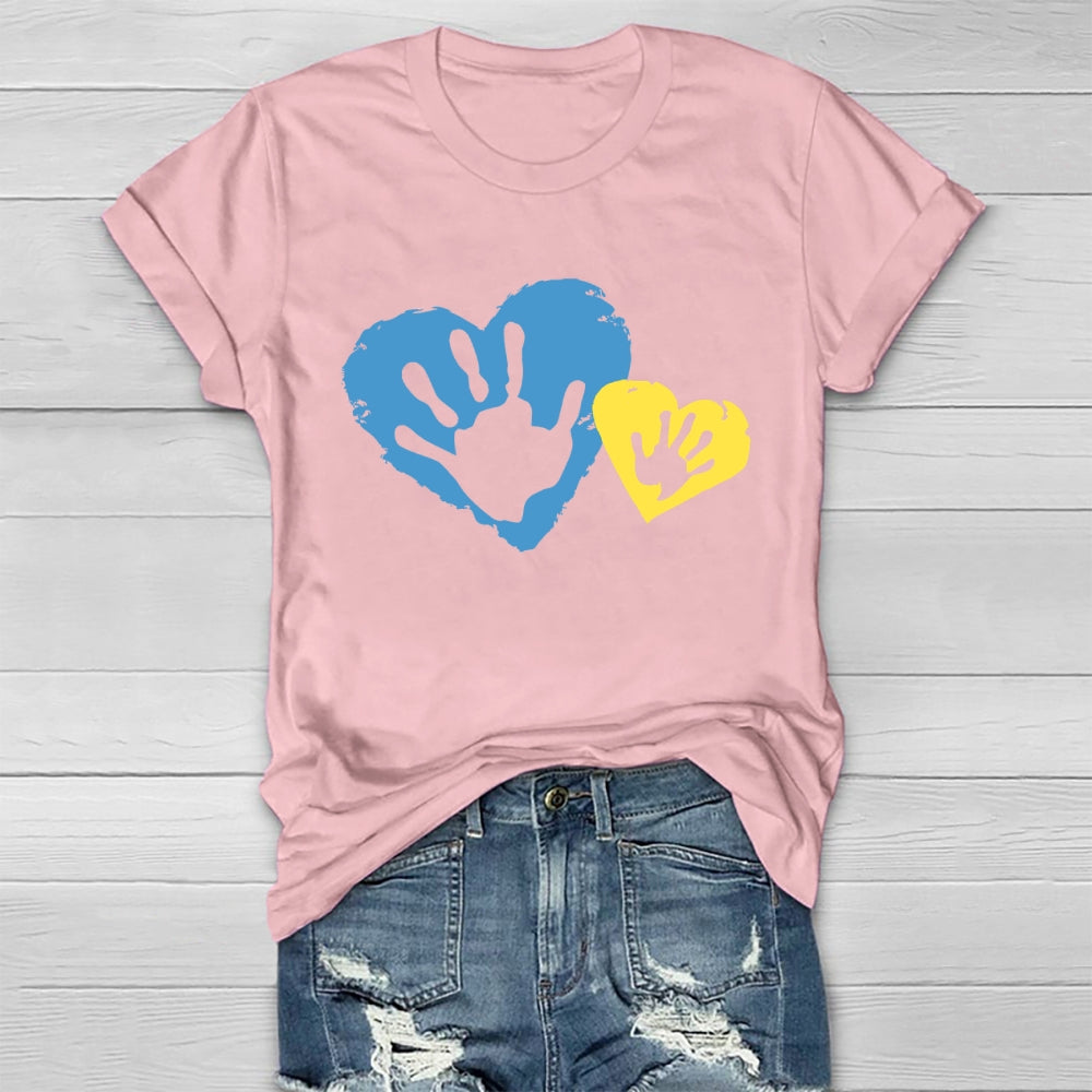 Yellow Blue Heart Handprint Healthwear T-shirt