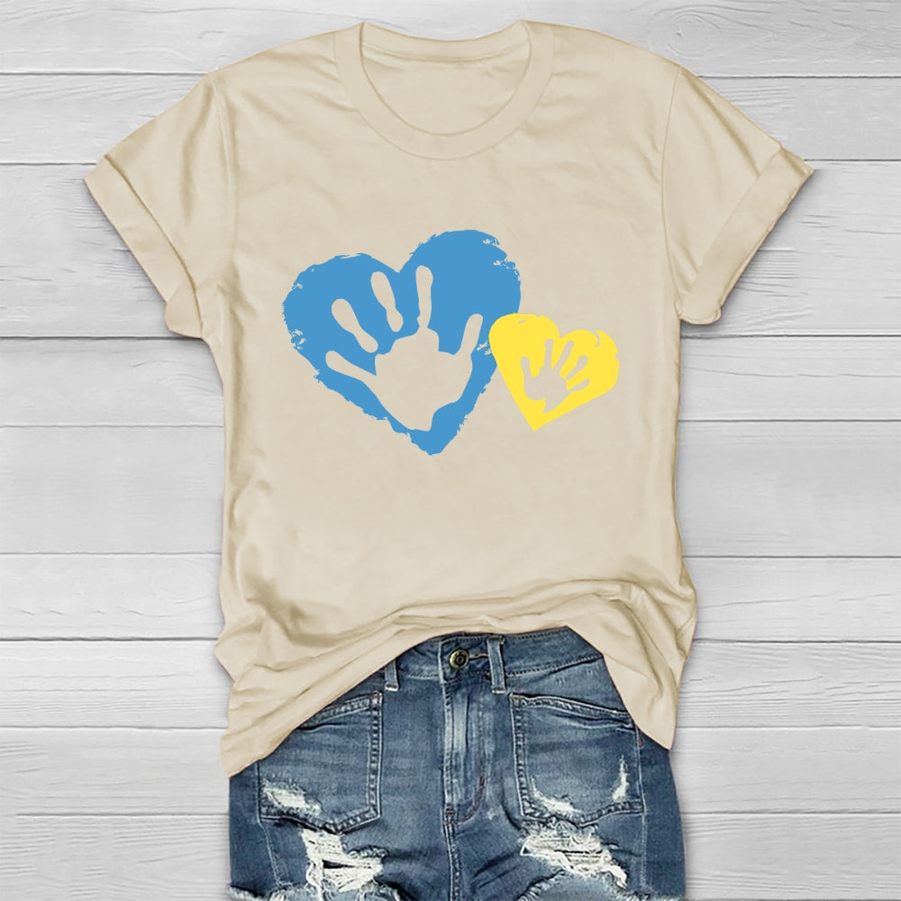 Yellow Blue Heart Handprint Healthwear T-shirt