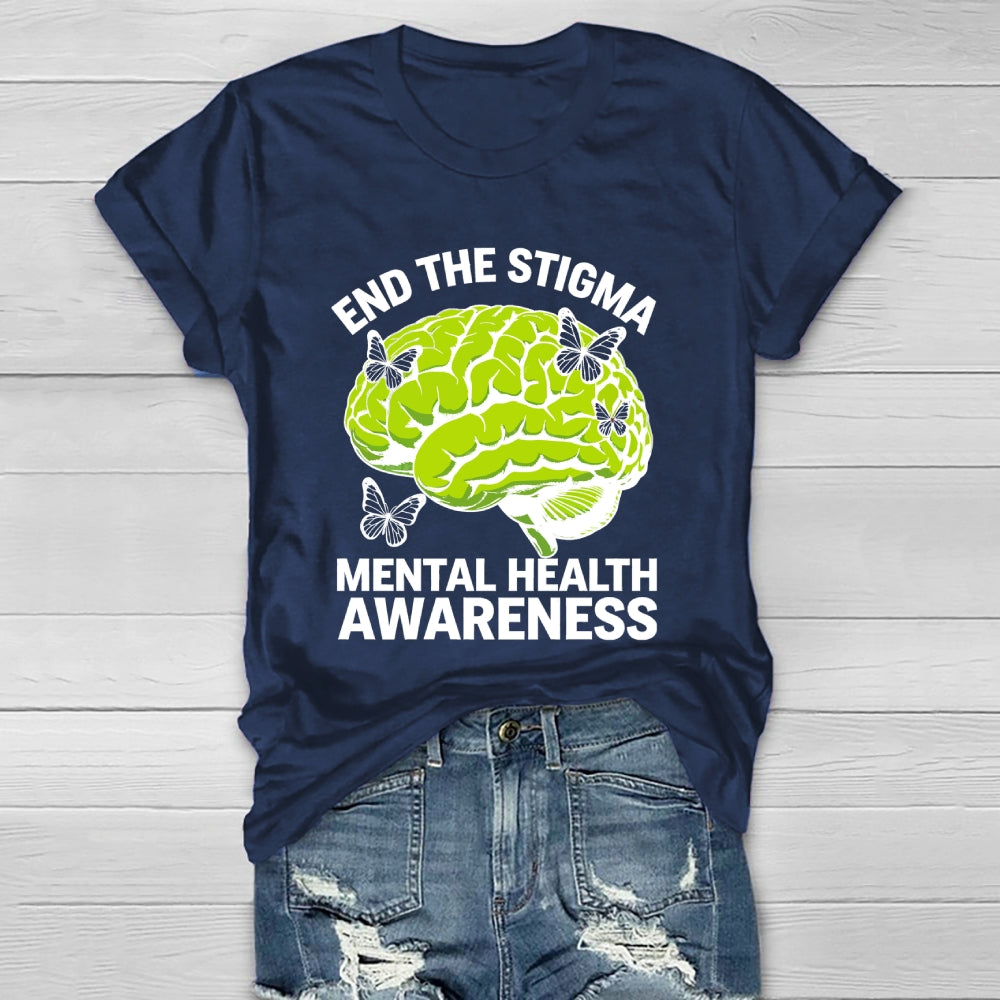 End The Stigma Mental Health Matters Mental Awareness Healthwear T-shirt