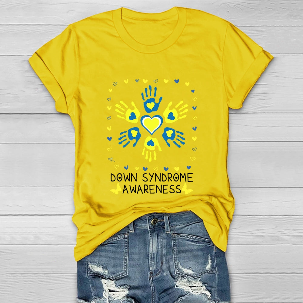 Down Syndrome Awareness Handprint Love Healthwear T-shirt
