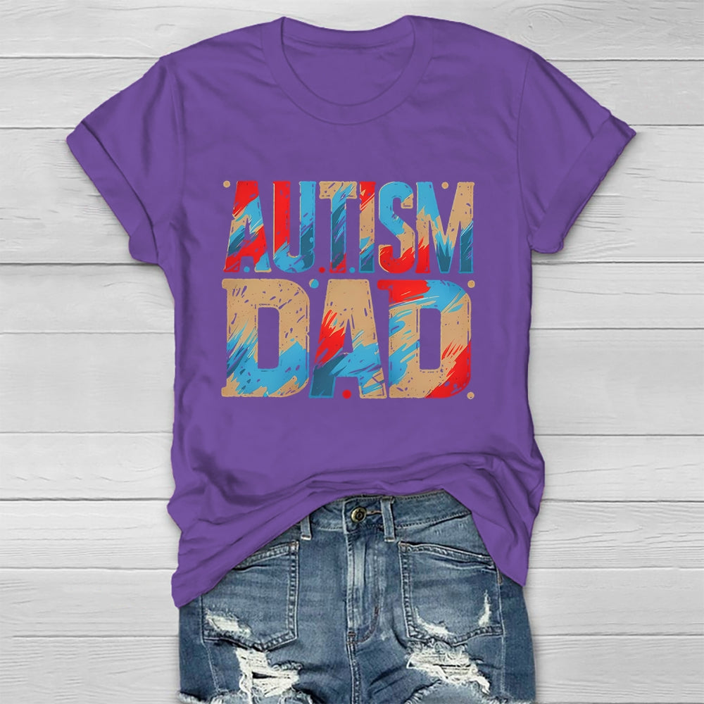 Autism Dad Colorful Letters Healthwear T-shirt