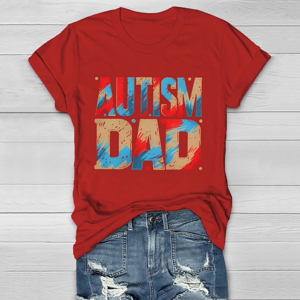 Autism Dad Colorful Letters Healthwear T-shirt