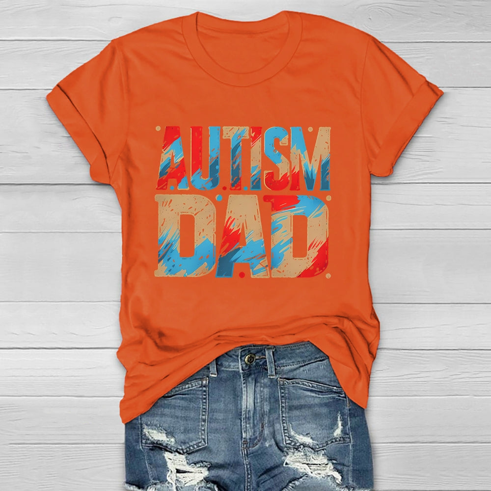Autism Dad Colorful Letters Healthwear T-shirt
