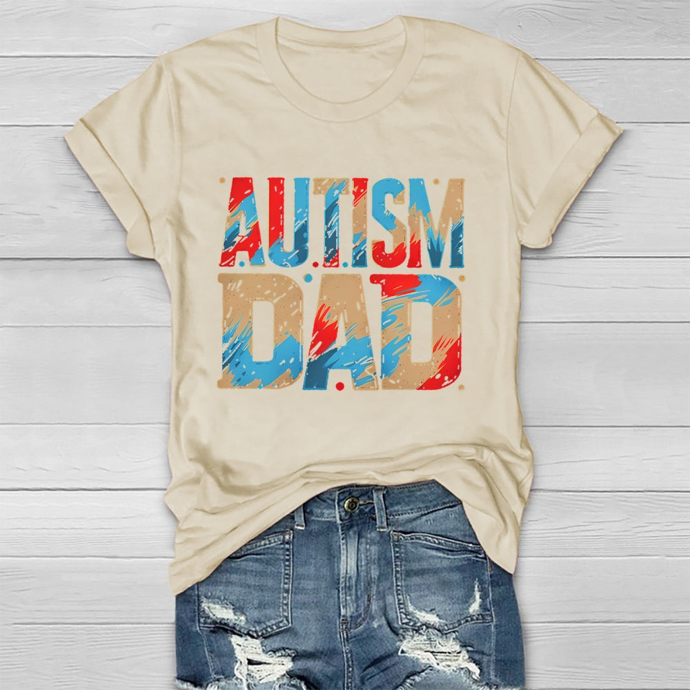 Autism Dad Colorful Letters Healthwear T-shirt