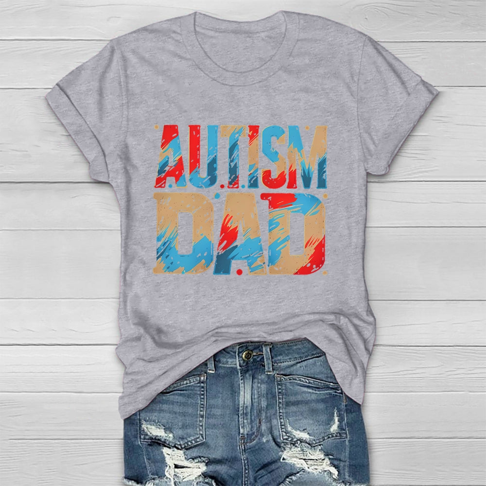 Autism Dad Colorful Letters Healthwear T-shirt