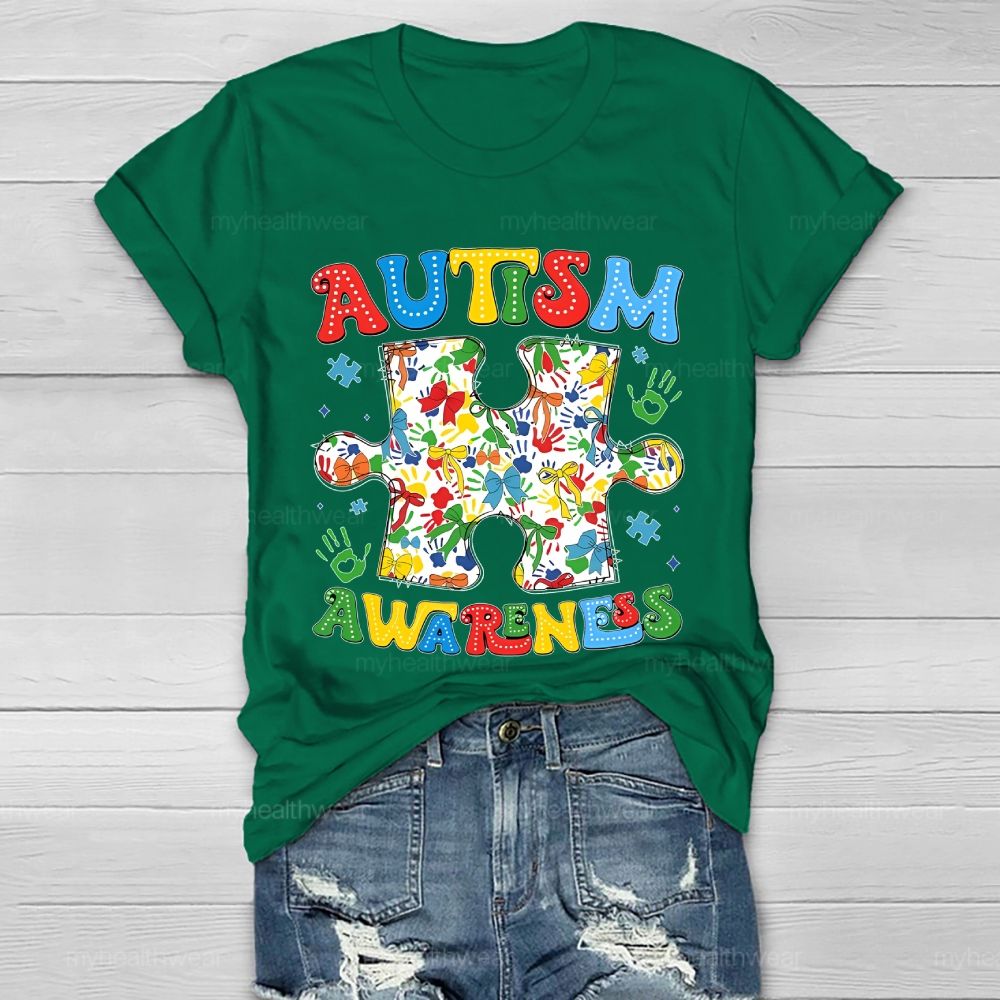 Autism Awareness Puzzle Ribbon Healthwear T-shirt