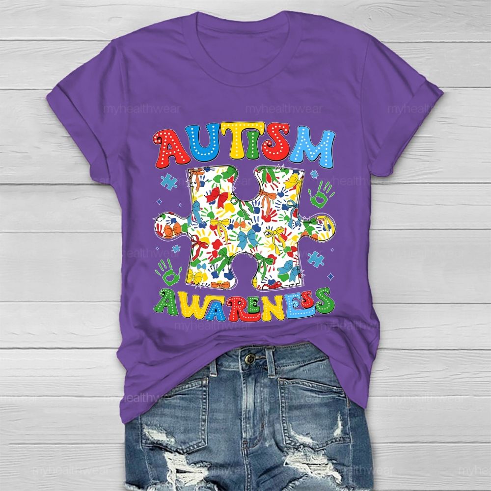 Autism Awareness Puzzle Ribbon Healthwear T-shirt