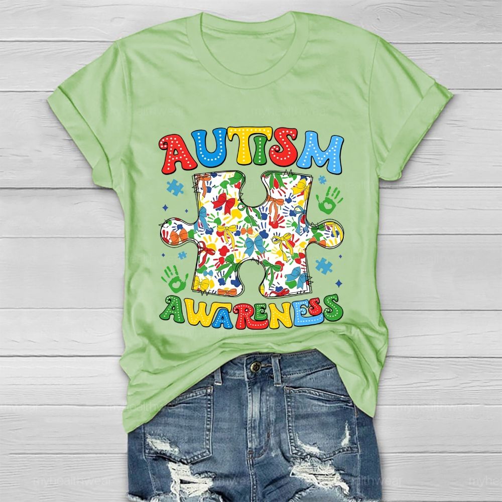Autism Awareness Puzzle Ribbon Healthwear T-shirt