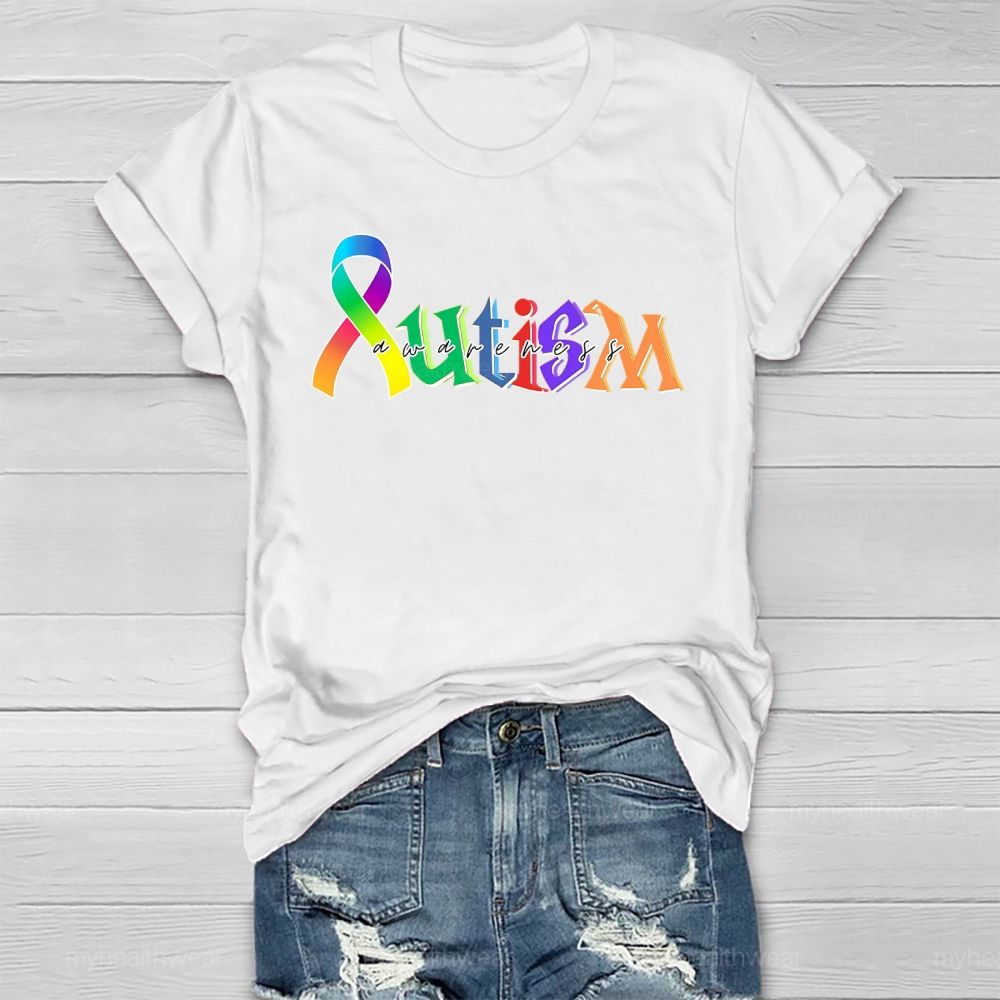 Autism Awareness Colorful Letters Healthwear T-shirt