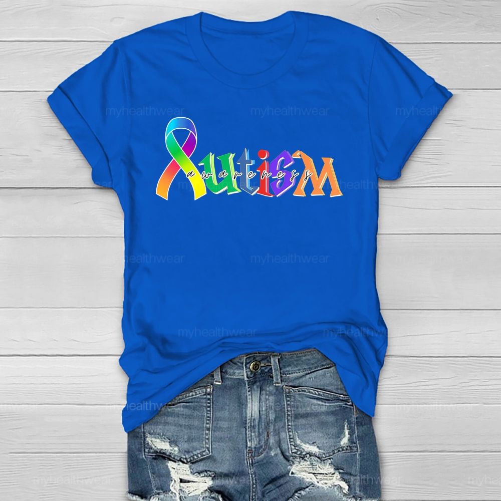 Autism Awareness Colorful Letters Healthwear T-shirt