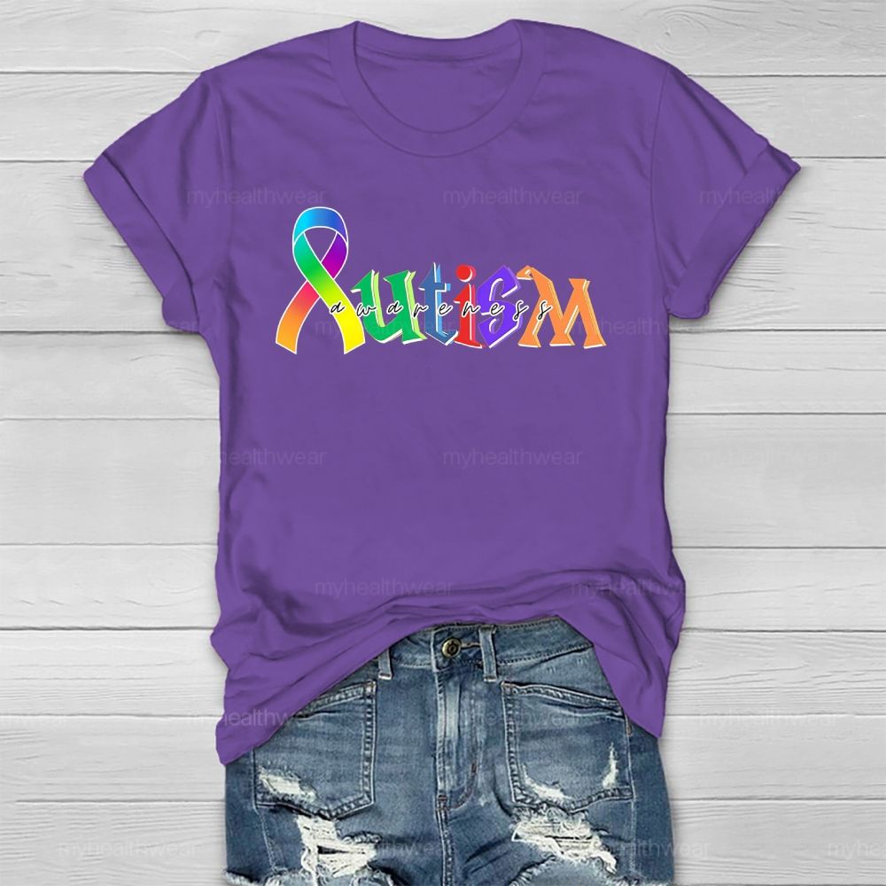 Autism Awareness Colorful Letters Healthwear T-shirt